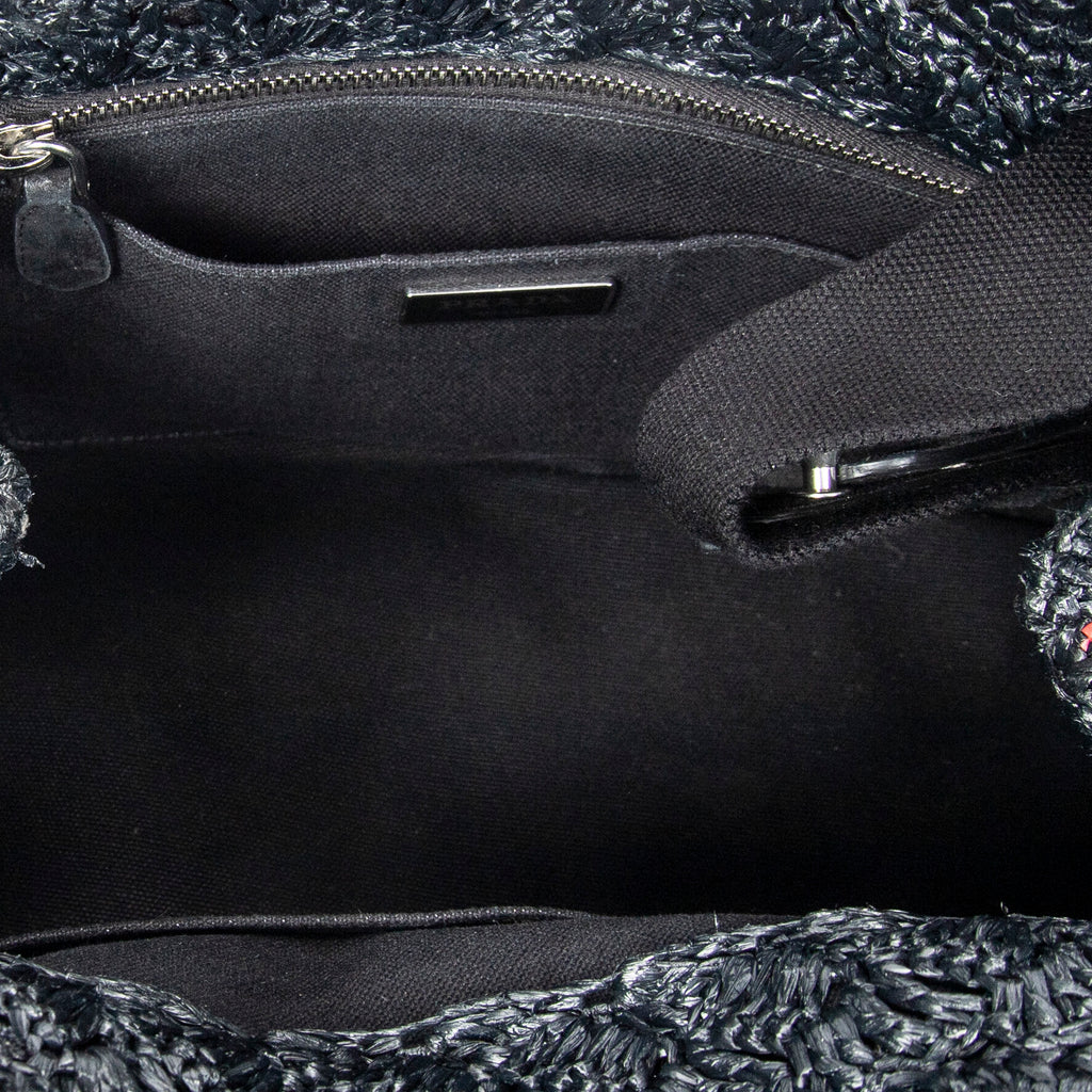 Bolso de hombro pequeño Canapa Tote de rafia negra de ganchillo