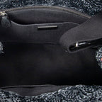 Bolso de hombro pequeño Canapa Tote de rafia negra de ganchillo