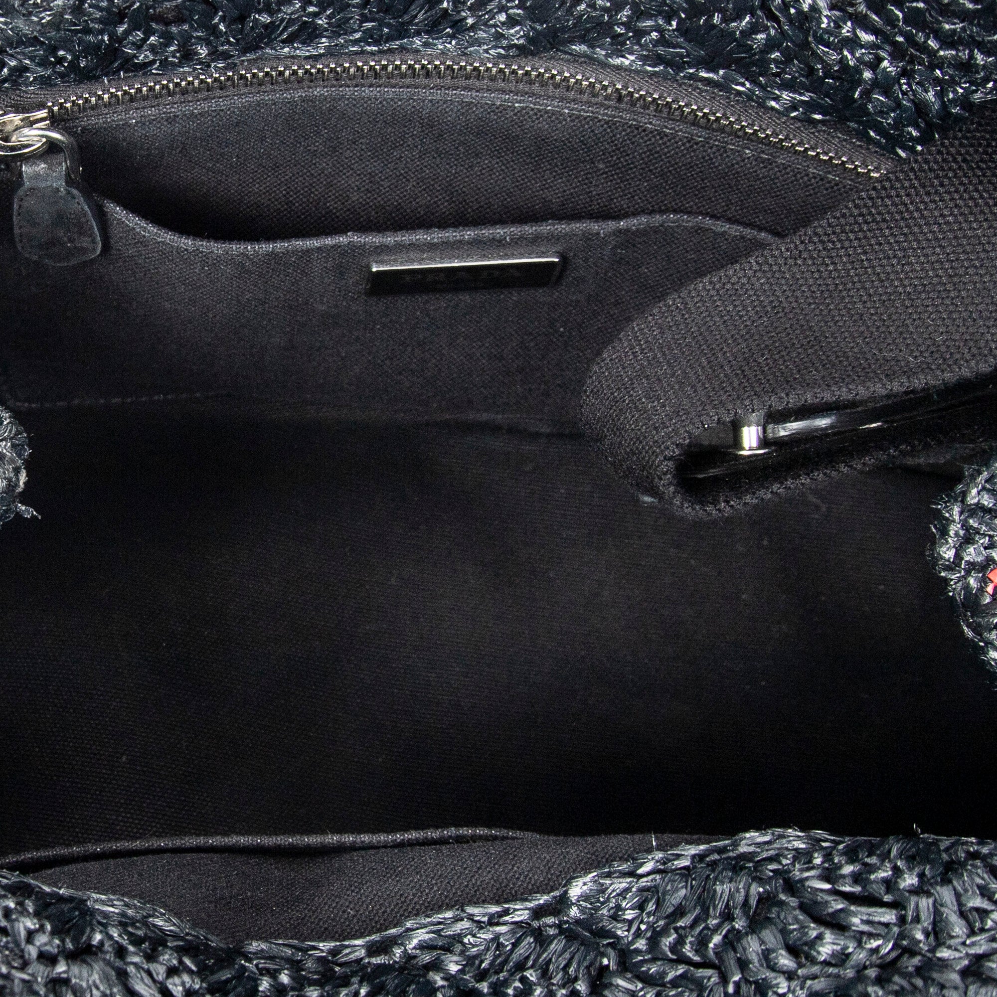 Bolso de hombro pequeño Canapa Tote de rafia negra de ganchillo