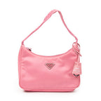 Bolso de hombro mini Hobo con cremallera de lona de nailon rosa