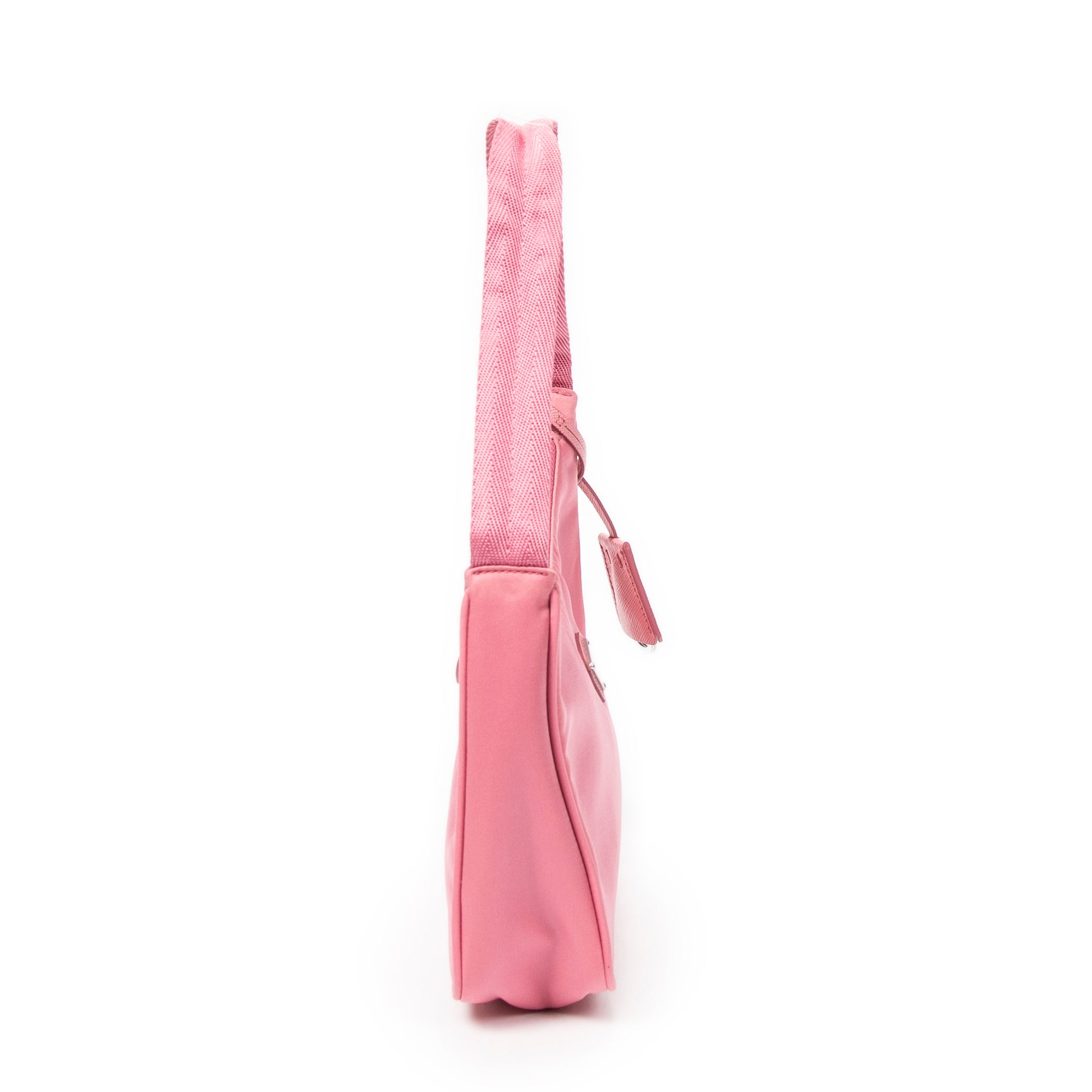 Bolso de hombro mini Hobo con cremallera de lona de nailon rosa