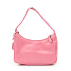 Bolso de hombro mini Hobo con cremallera de lona de nailon rosa