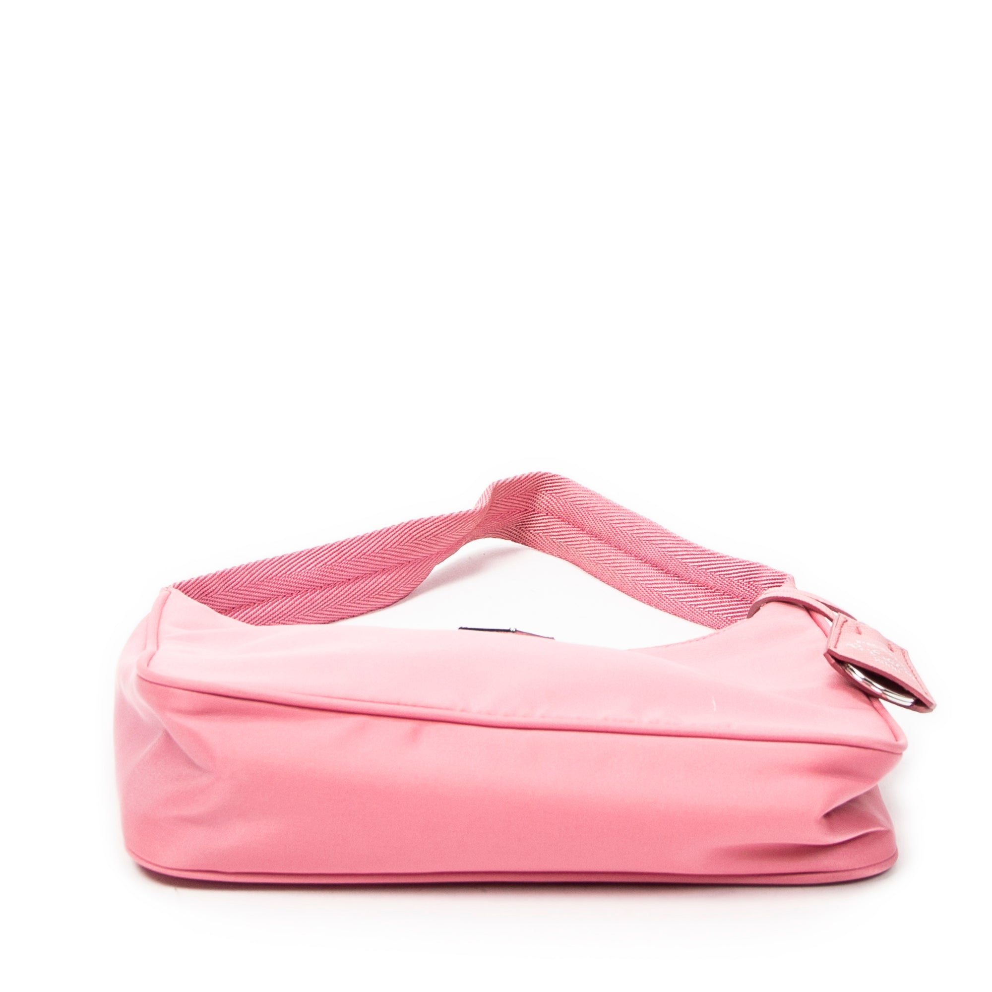 Bolso de hombro mini Hobo con cremallera de lona de nailon rosa