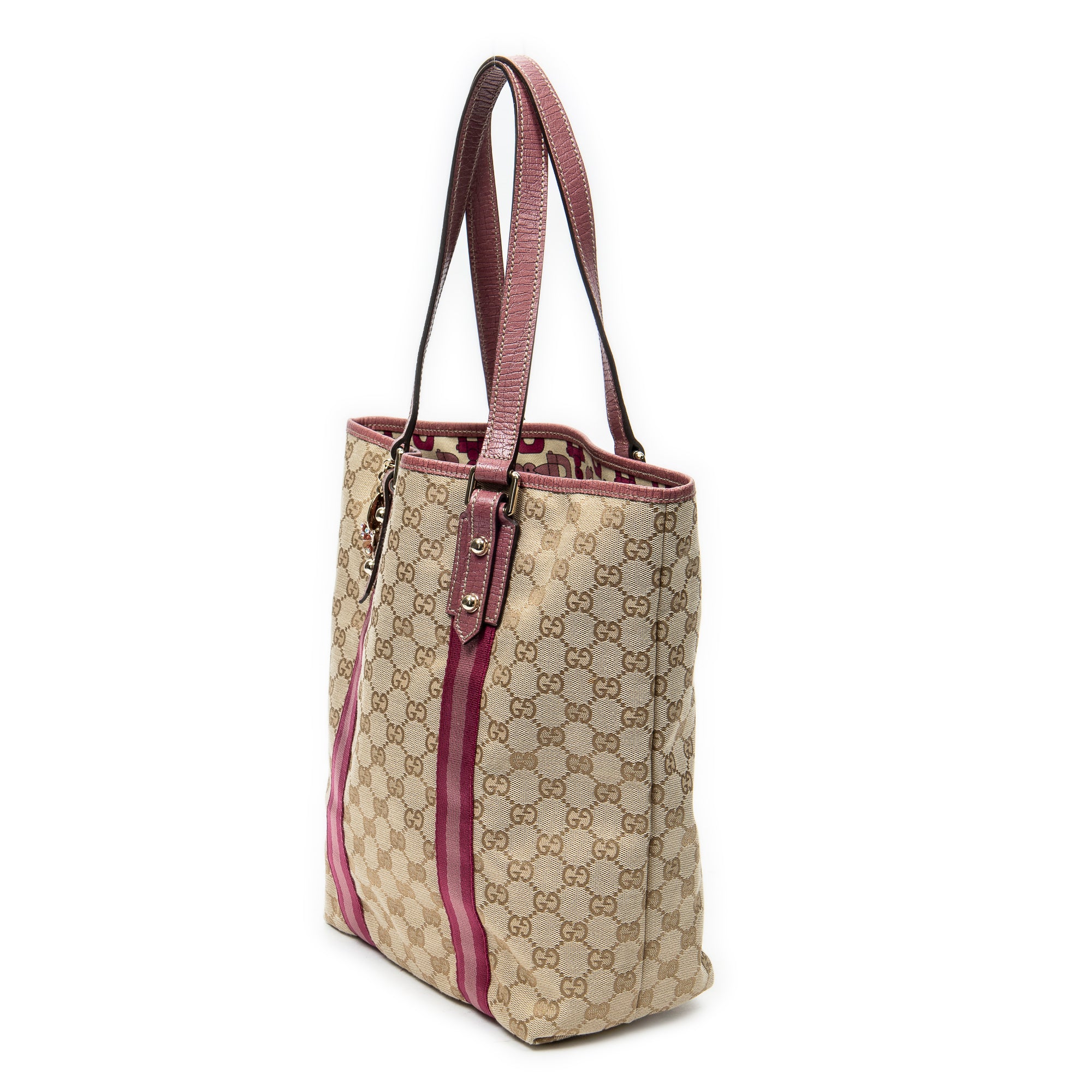 Shoulder Bag Web Vertical Jolicoeur Tote Pink Monogrammed Canvas