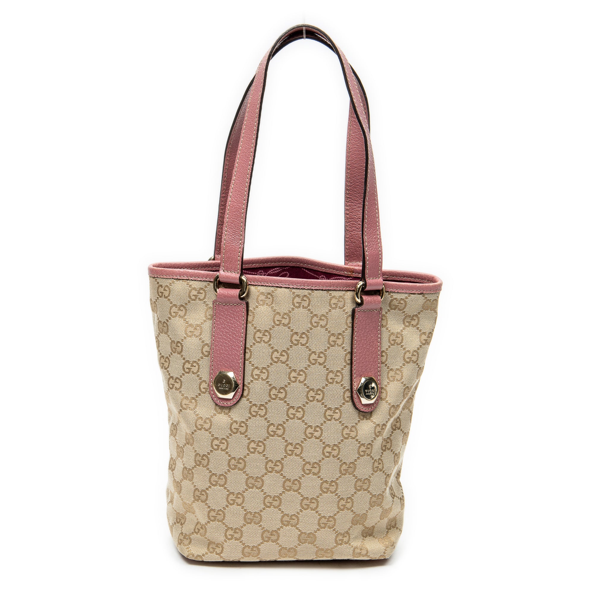 Shoulder Bag Charmy Bucket Tote Pink Monogrammed Canvas