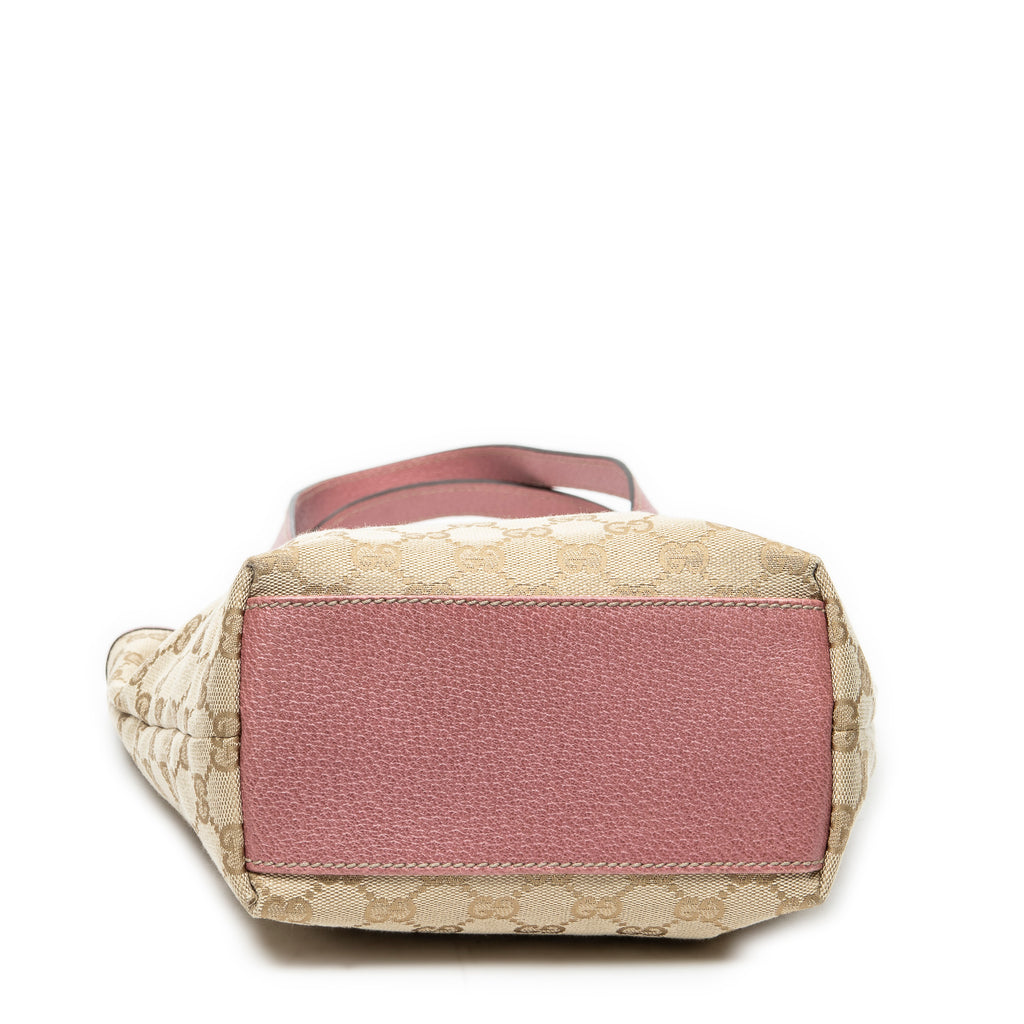 Shoulder Bag Charmy Bucket Tote Pink Monogrammed Canvas