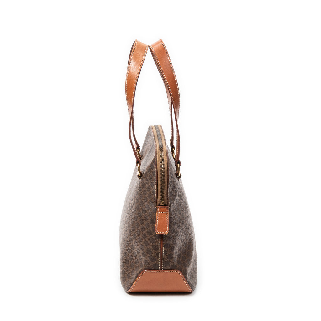 Bolso de hombro Vintage Macadam Tote Lona revestida Macadam marrón