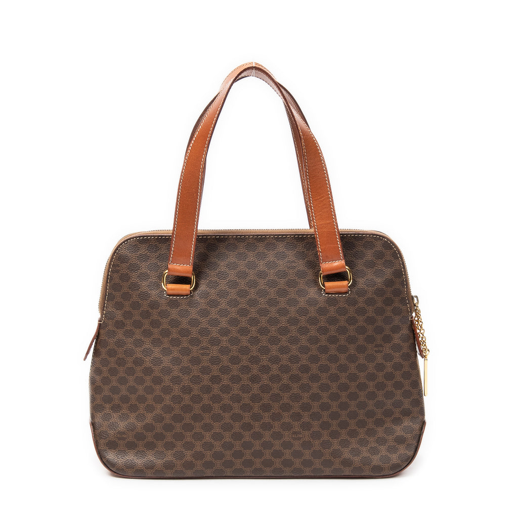 Bolso de hombro Vintage Macadam Tote Lona revestida Macadam marrón