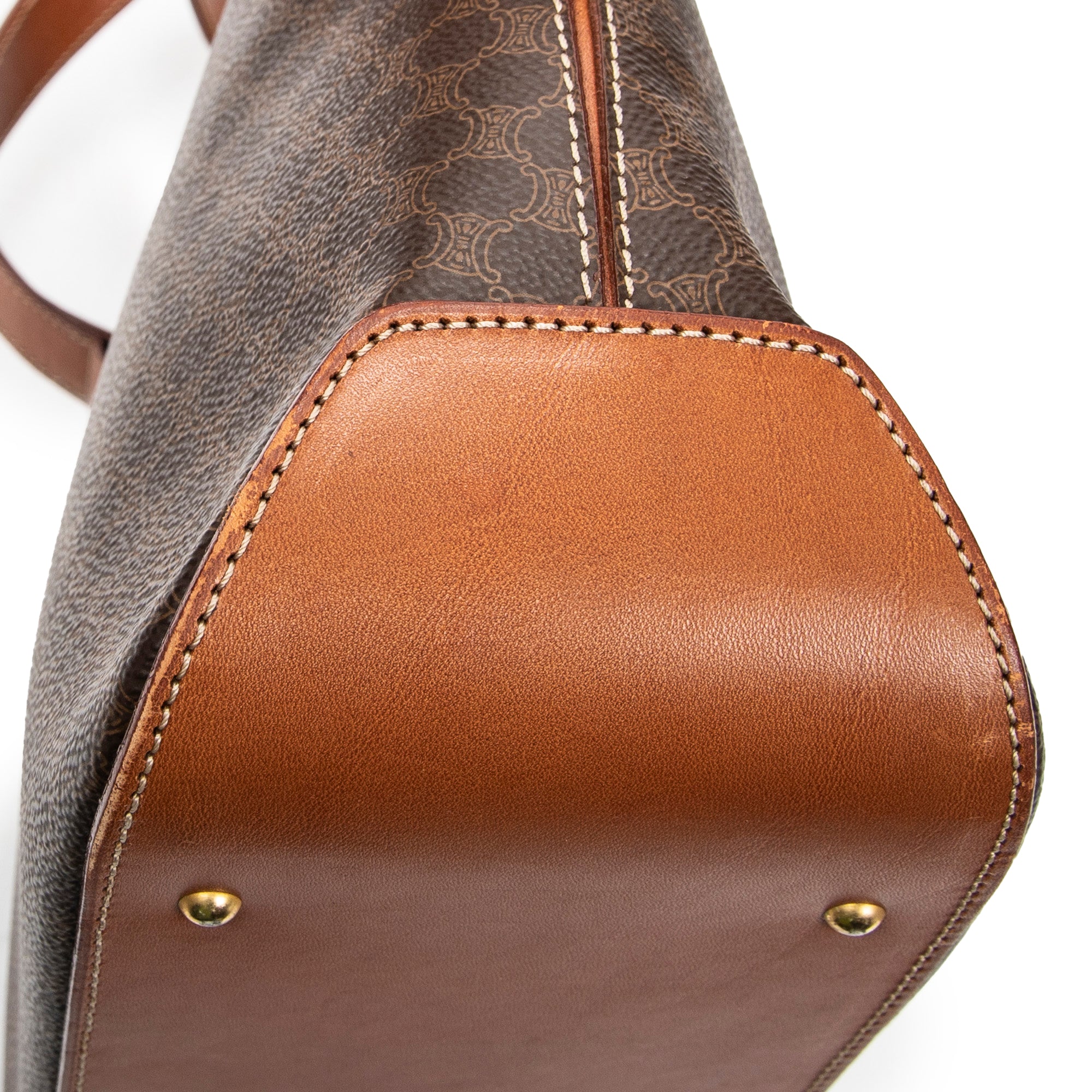 Bolso de hombro Vintage Macadam Tote Lona revestida Macadam marrón
