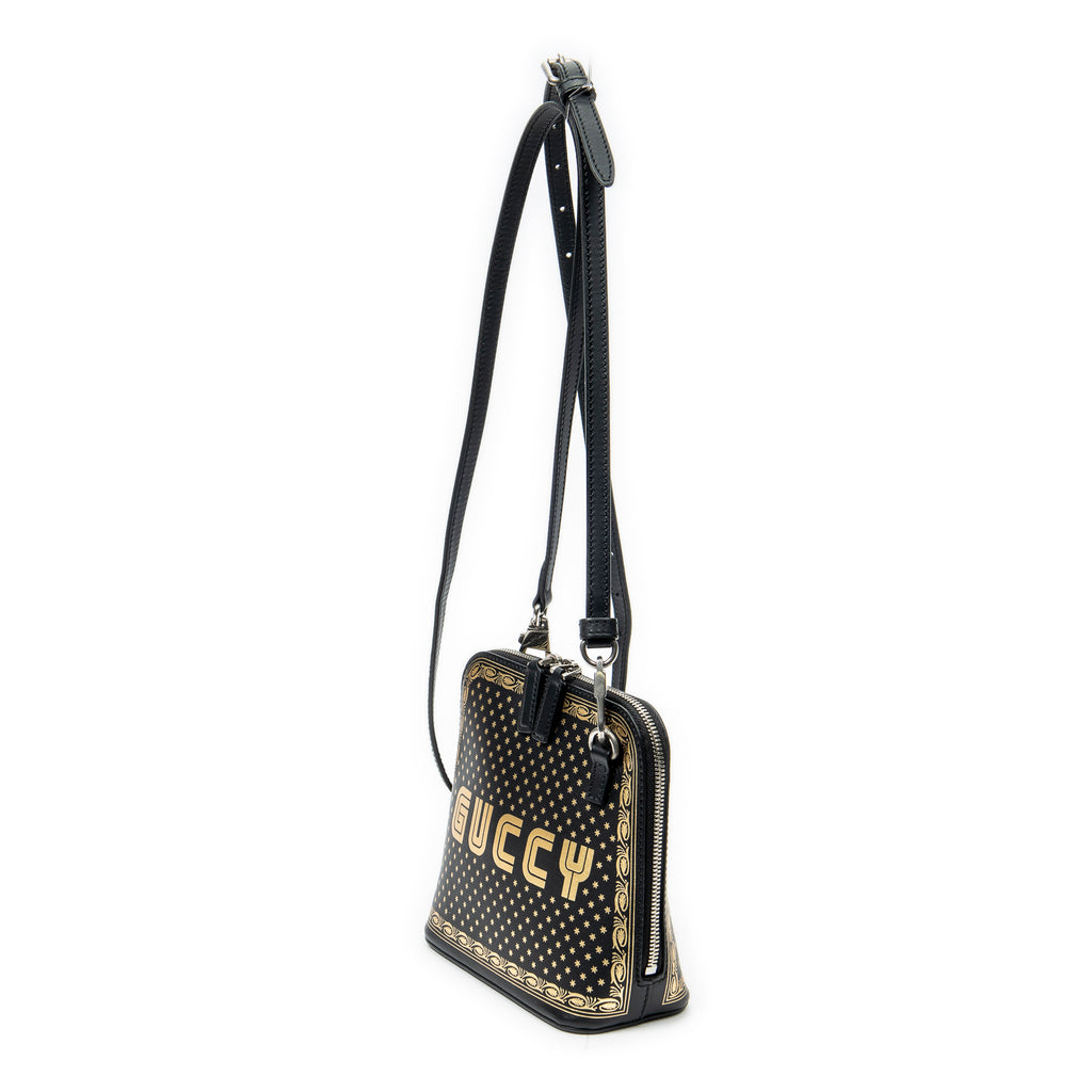 Shoulder Bag Mini Guccy Dome Crossbody Black Calfskin Leather
