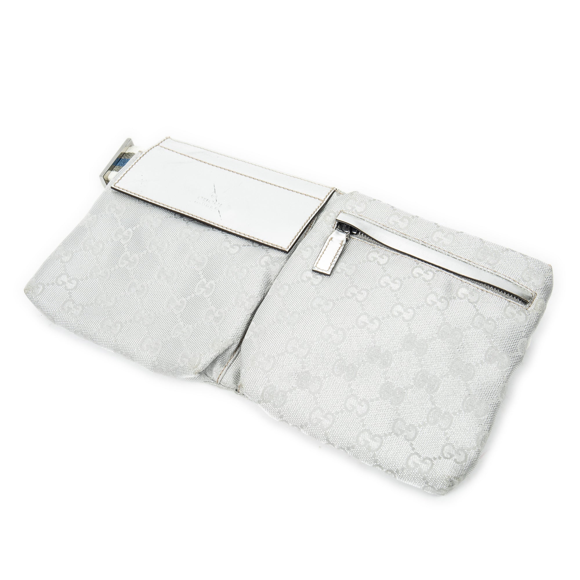 Waist Bag Web Waist Pouch Silver Monogrammed Canvas