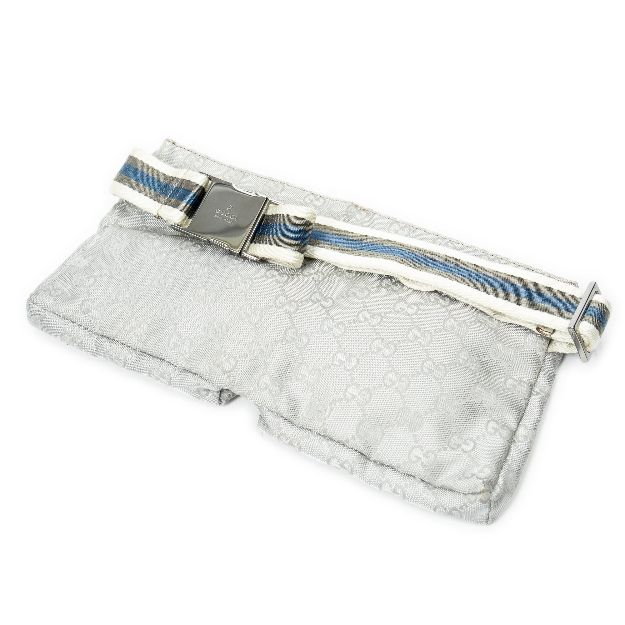 Waist Bag Web Waist Pouch Silver Monogrammed Canvas