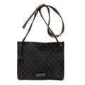 Bolso de hombro pequeño tipo bandolera de lona vaquera con monograma marrón oscuro