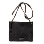 Bolso de hombro pequeño tipo bandolera de lona vaquera con monograma marrón oscuro