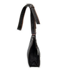 Bolso de hombro pequeño tipo bandolera de lona vaquera con monograma marrón oscuro