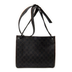 Bolso de hombro pequeño tipo bandolera de lona vaquera con monograma marrón oscuro