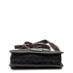 Bolso de hombro pequeño tipo bandolera de lona vaquera con monograma marrón oscuro