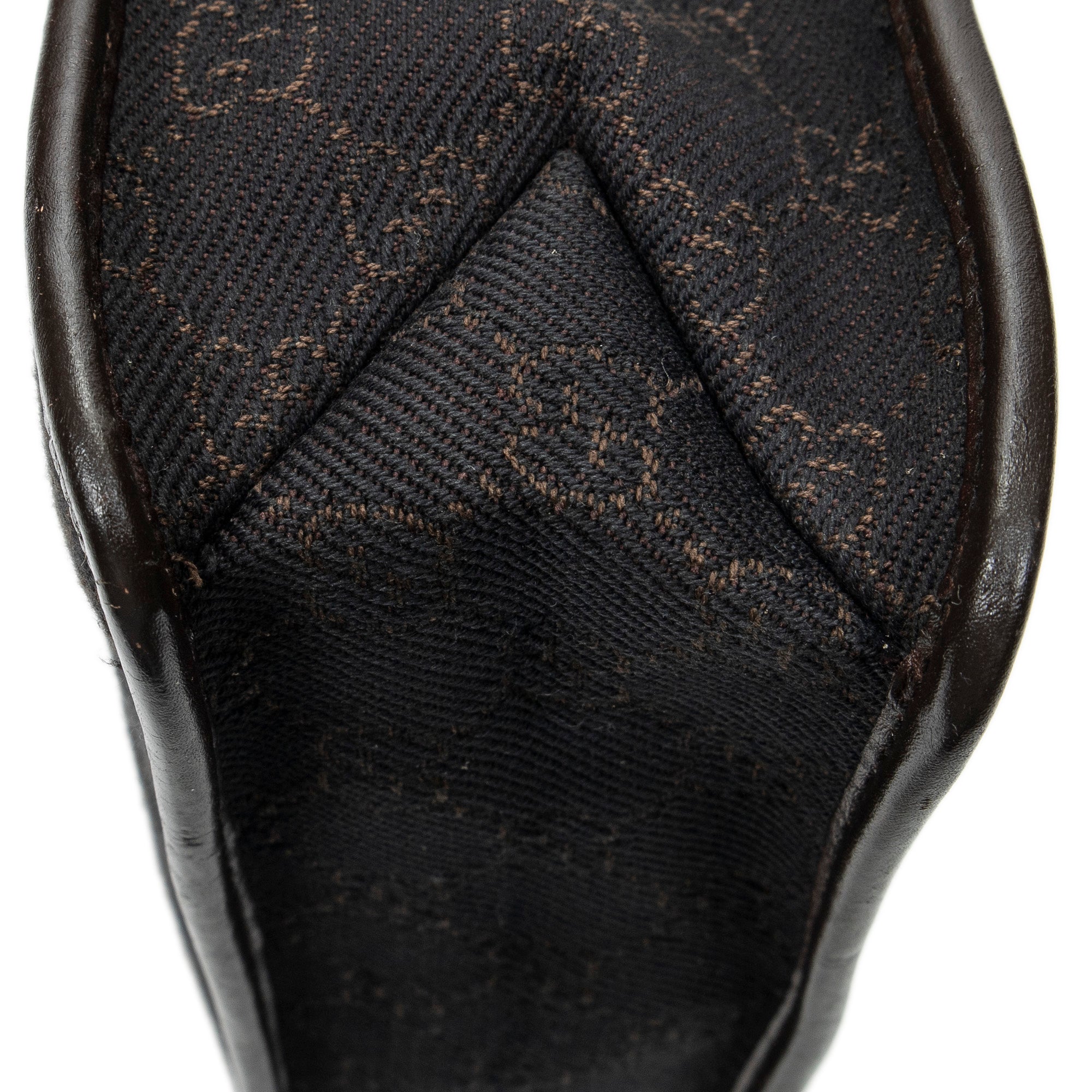 Bolso de hombro pequeño tipo bandolera de lona vaquera con monograma marrón oscuro