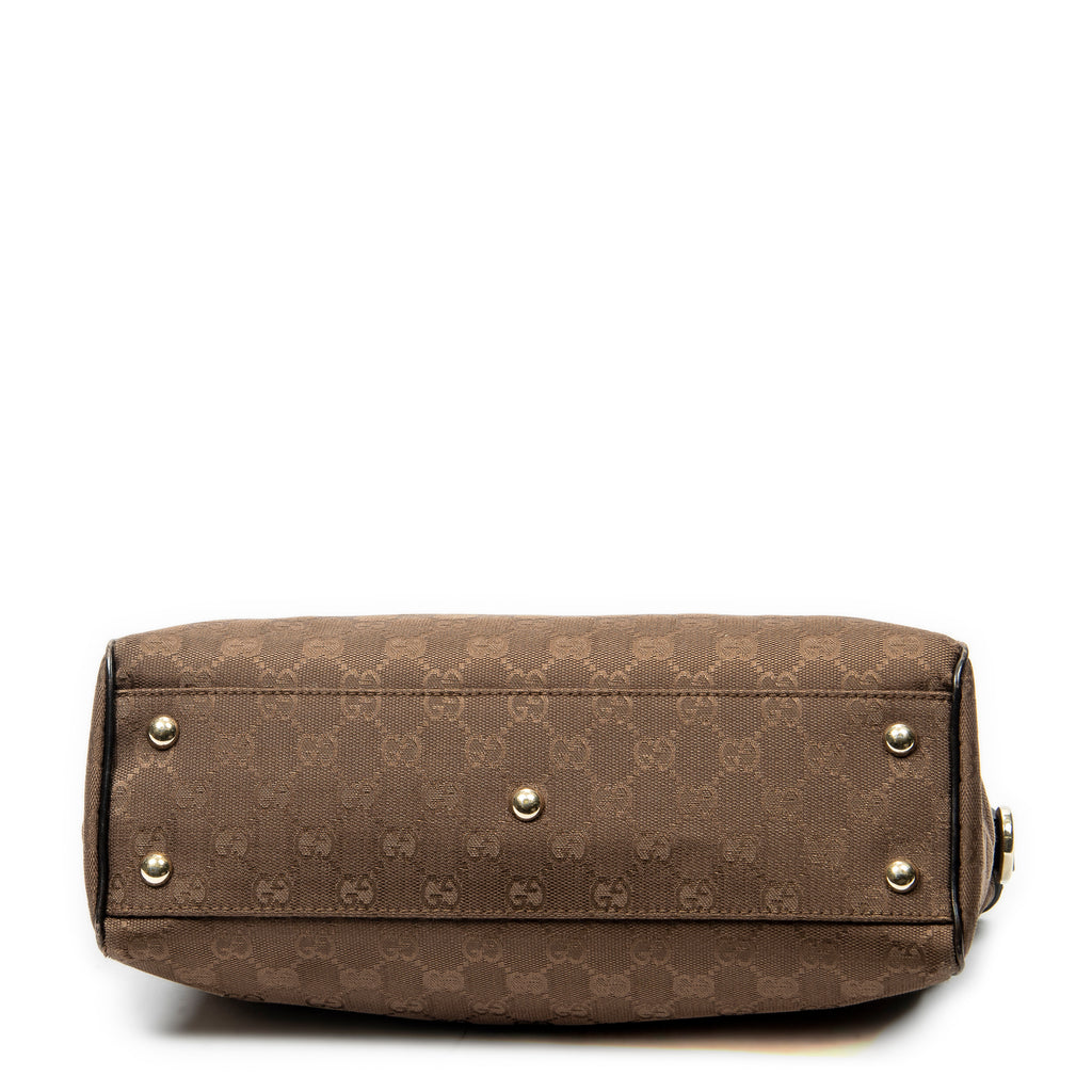 Shoulder Bag Small Open Tote Brown Monogrammed Canvas