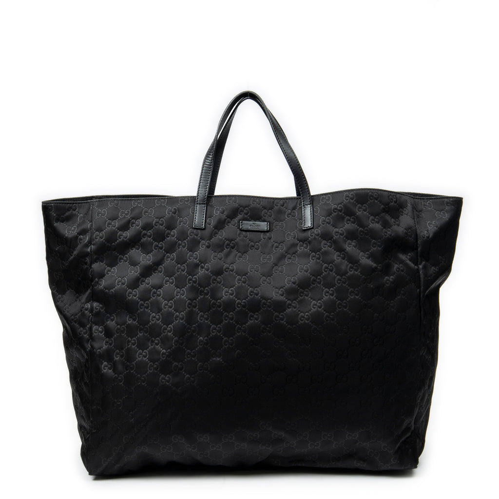 Shoulder Bag Extra Large Shopping Tote Black Guccissima Nylon Canvas