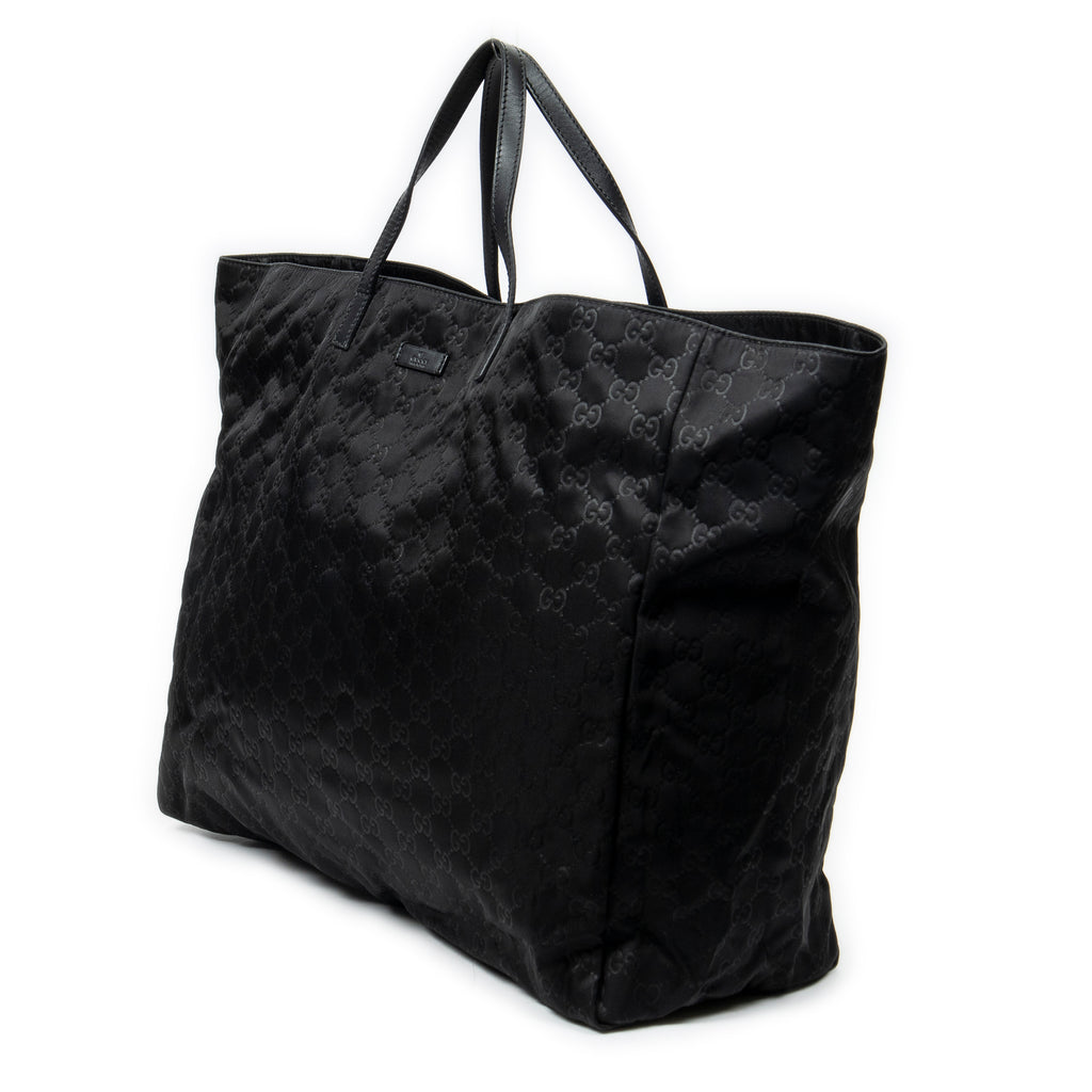 Shoulder Bag Extra Large Shopping Tote Black Guccissima Nylon Canvas