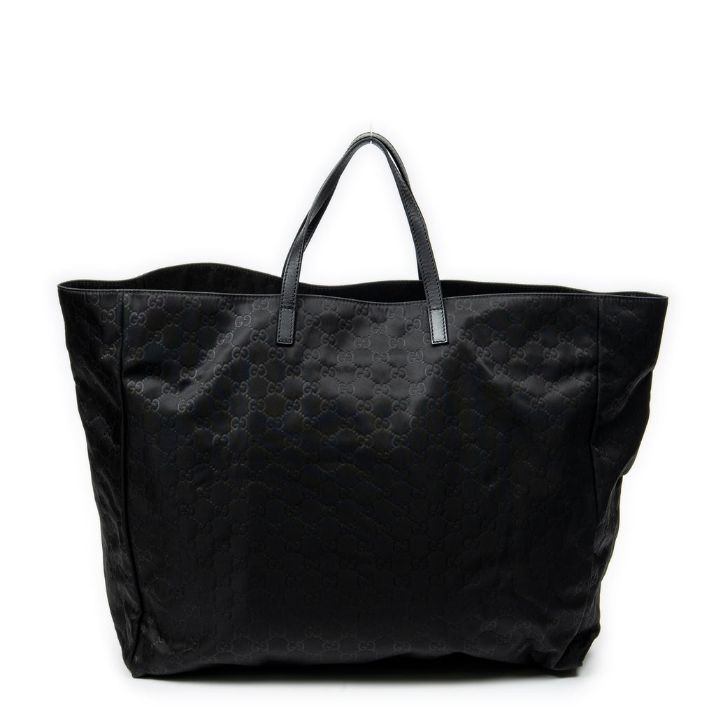 Shoulder Bag Extra Large Shopping Tote Black Guccissima Nylon Canvas