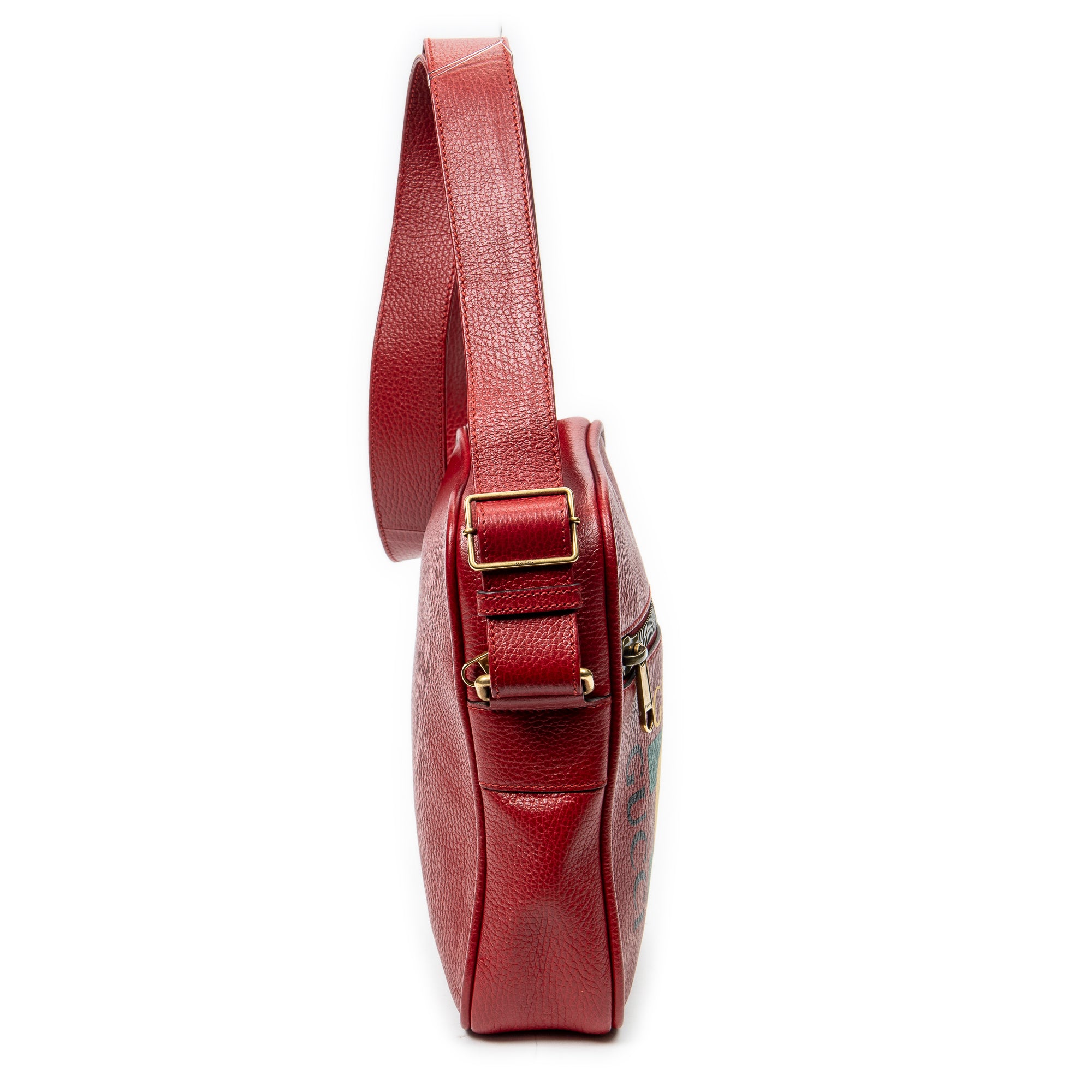 Shoulder Bag Small Logo Messenger Red Grained Calfskin Leather