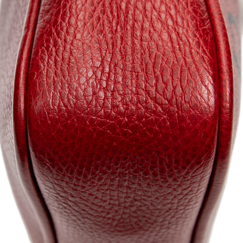 Shoulder Bag Small Logo Messenger Red Grained Calfskin Leather