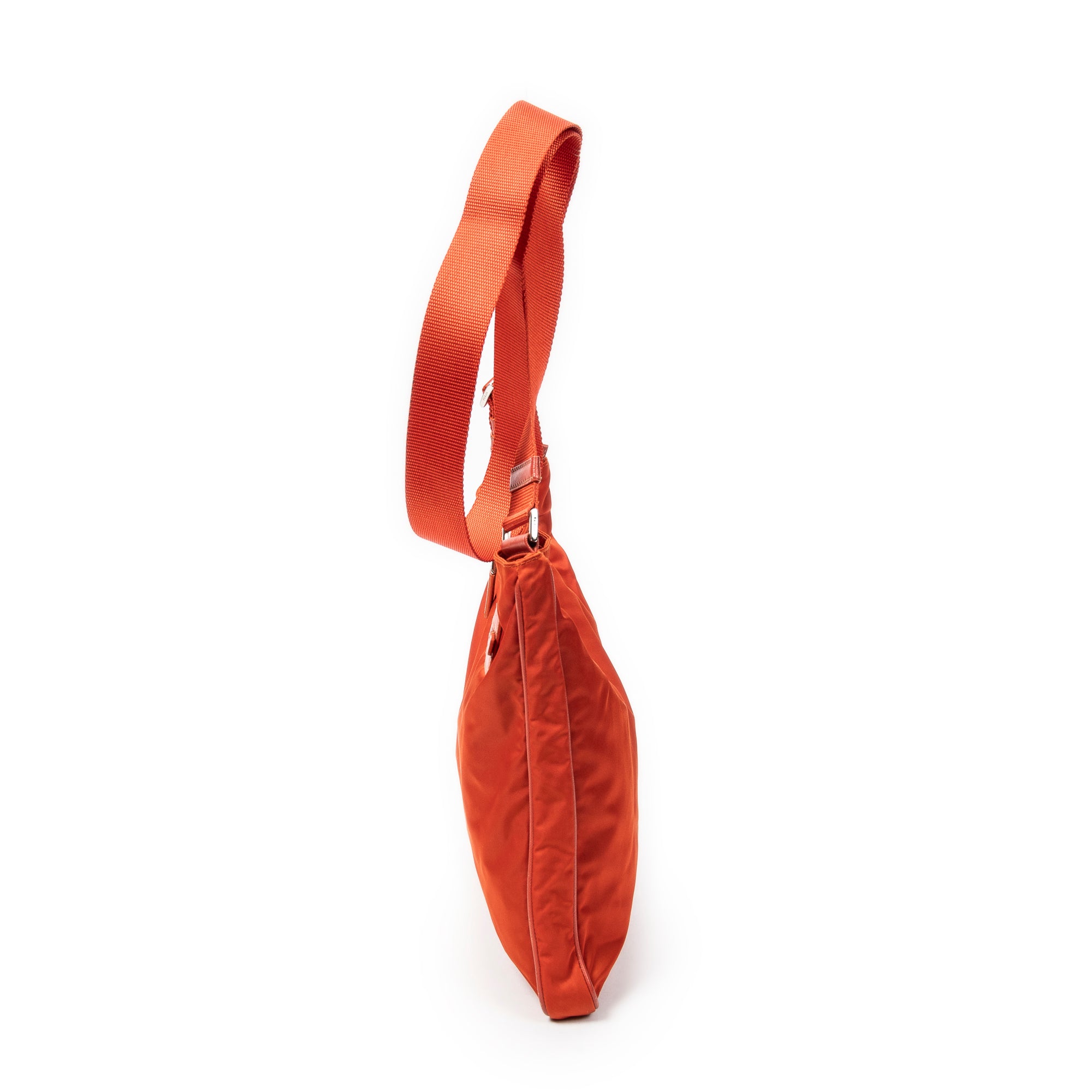 Shoulder Bag Large Square Messenger Orange Nylon Canvas