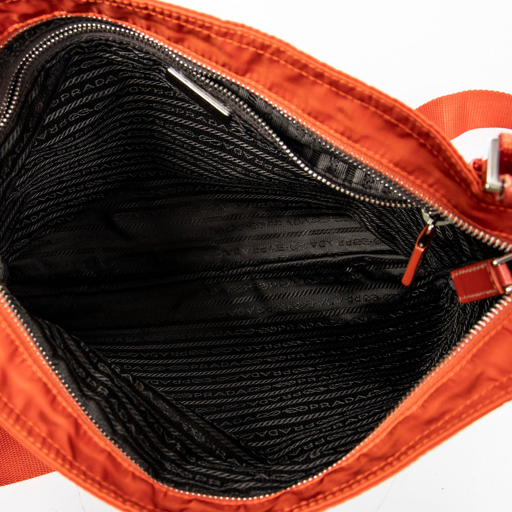 Shoulder Bag Large Square Messenger Orange Nylon Canvas
