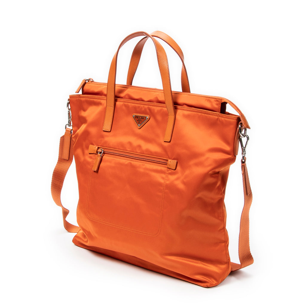 Bandolera grande convertible, tote vertical de lona de nylon naranja