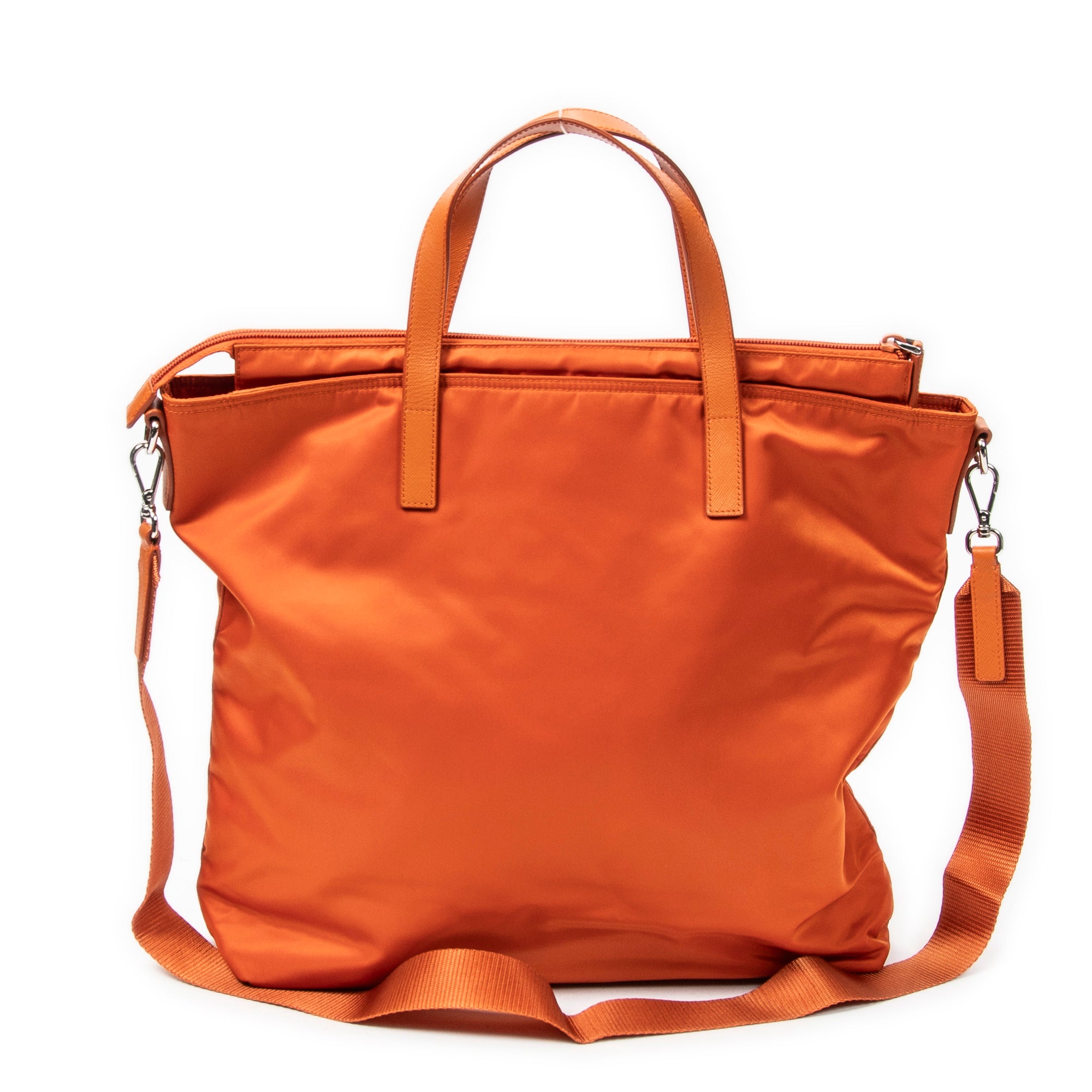 Bandolera grande convertible, tote vertical de lona de nylon naranja
