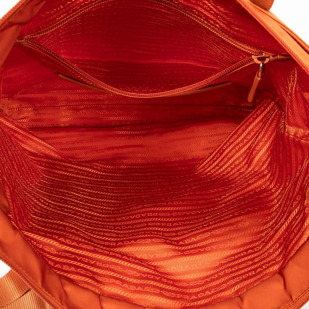 Bandolera grande convertible, tote vertical de lona de nylon naranja