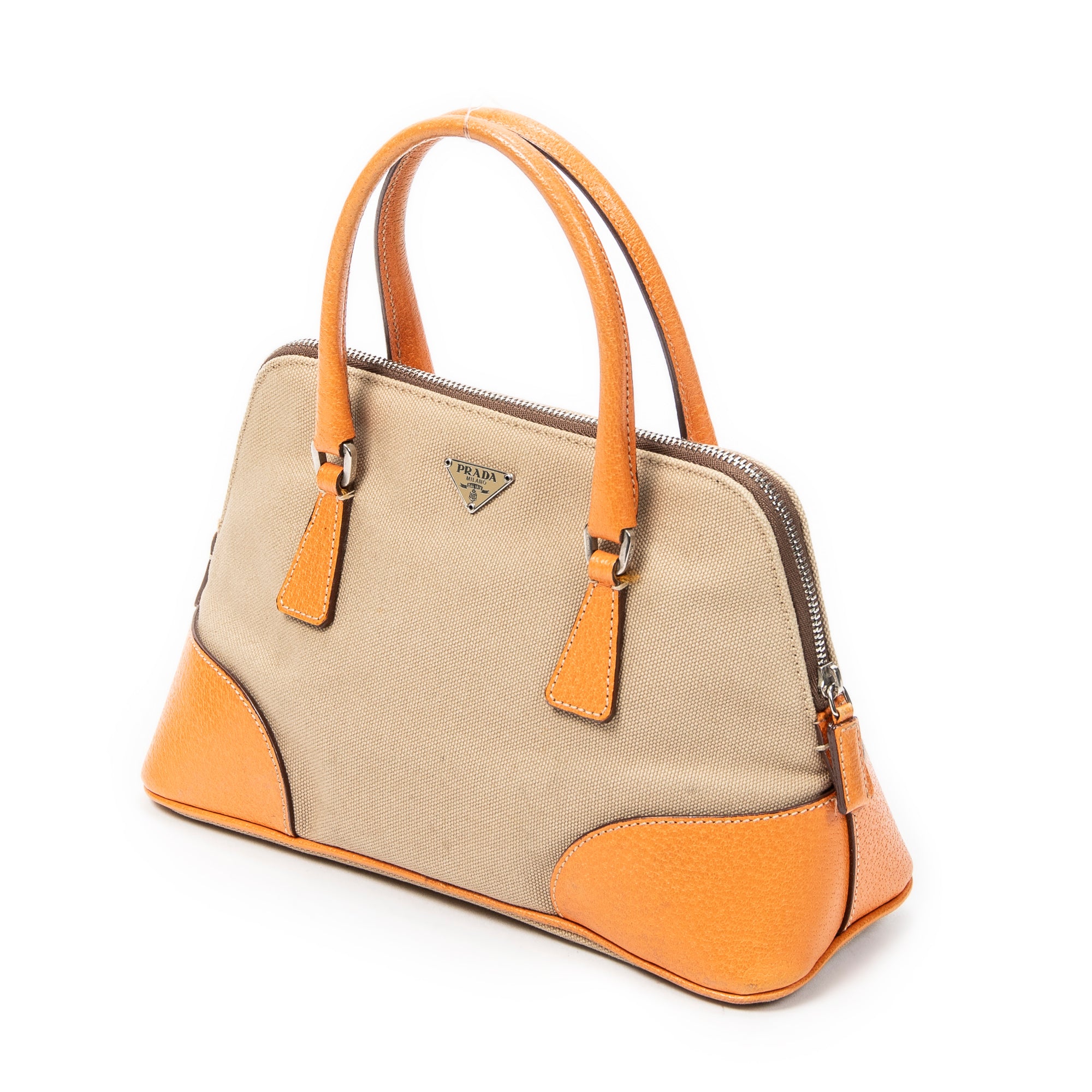 Prada - Sac Dôme Petit Modèle Cinghiale Canapa - Beige/Orange