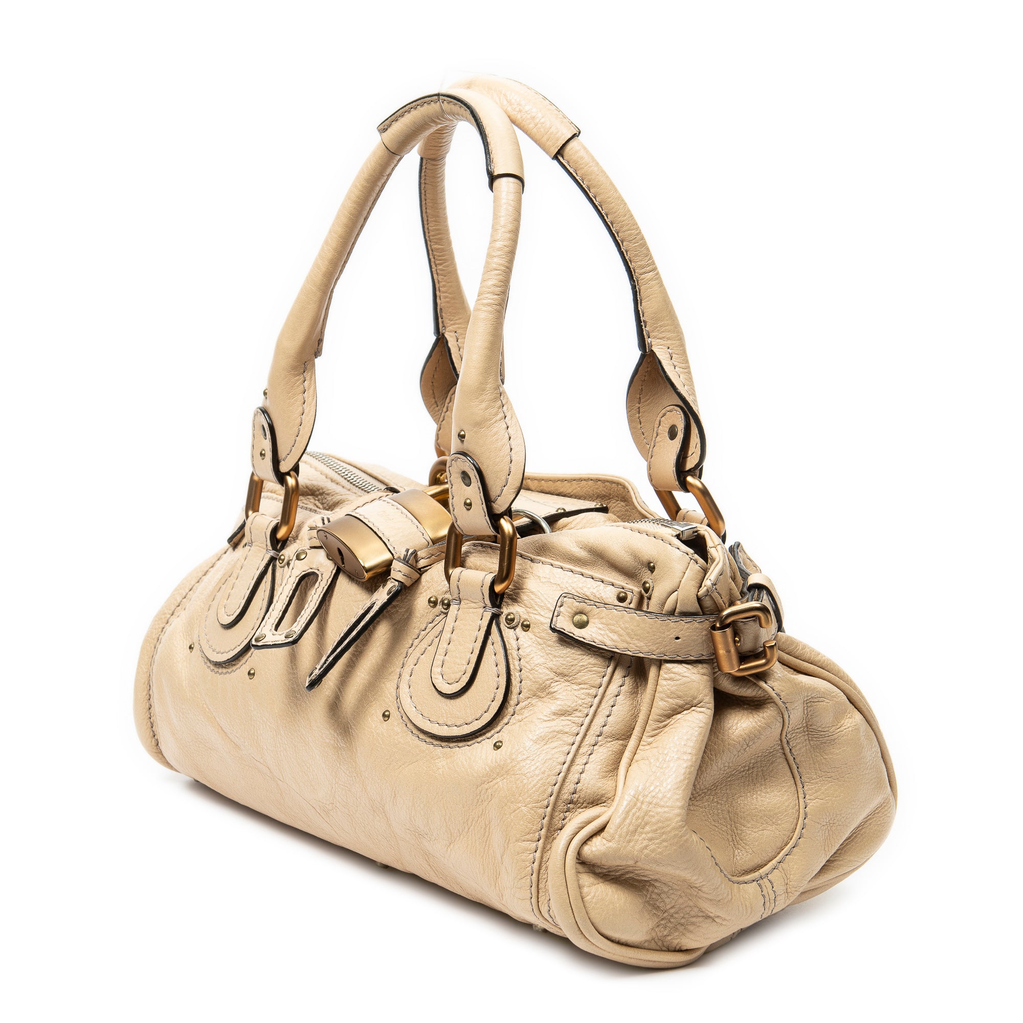 Bolso de Hombro Paddington Piel de Becerro Granulada Beige