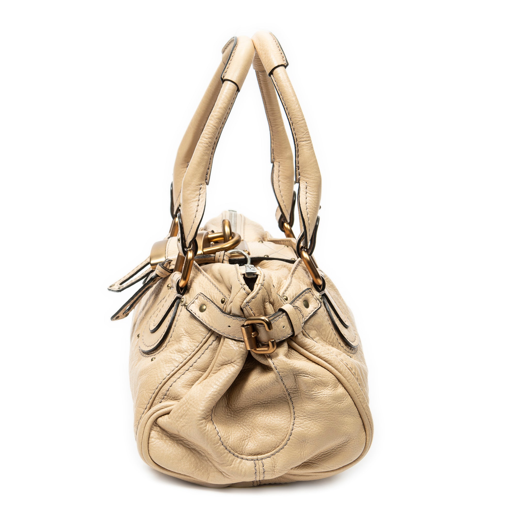 Bolso de Hombro Paddington Piel de Becerro Granulada Beige