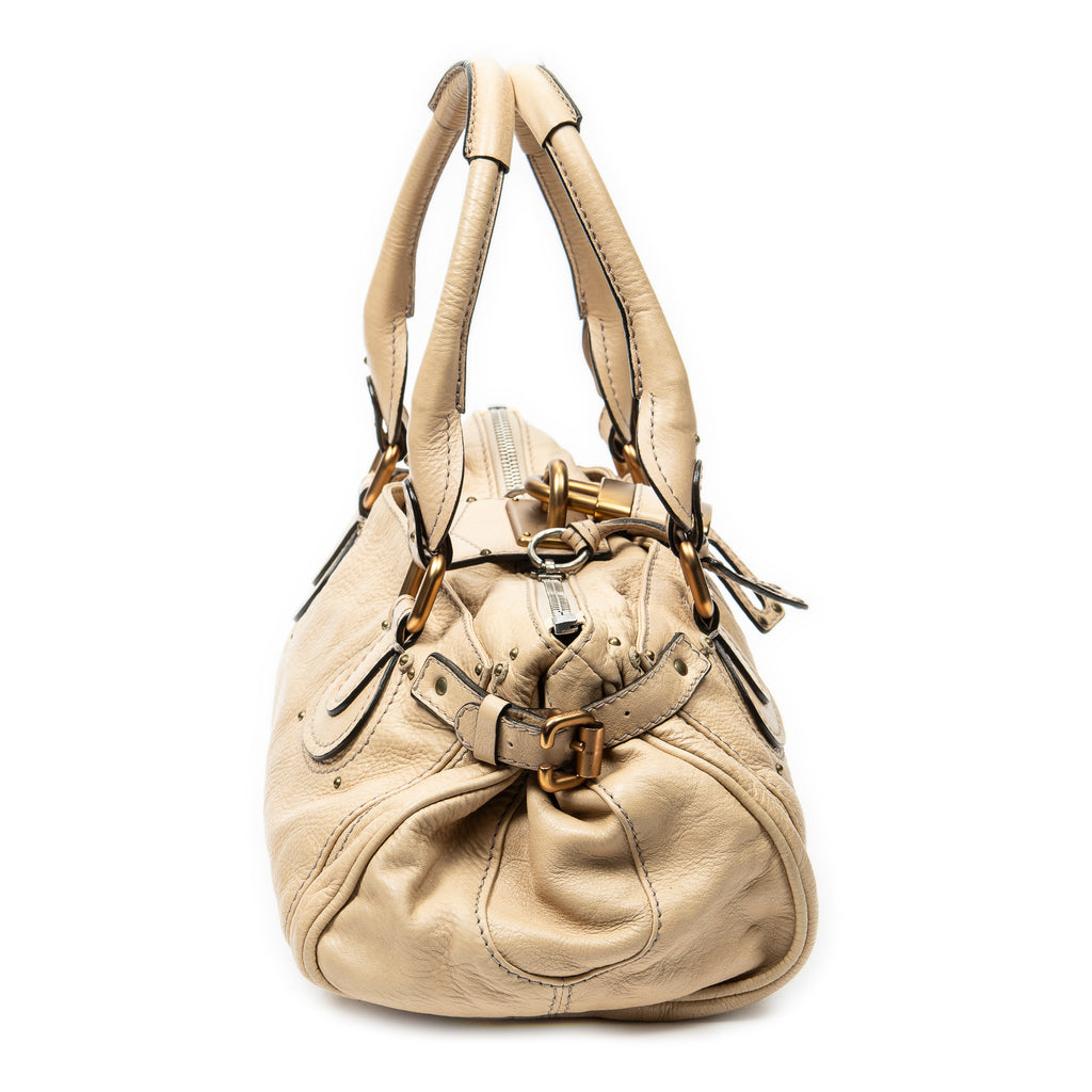 Bolso de Hombro Paddington Piel de Becerro Granulada Beige