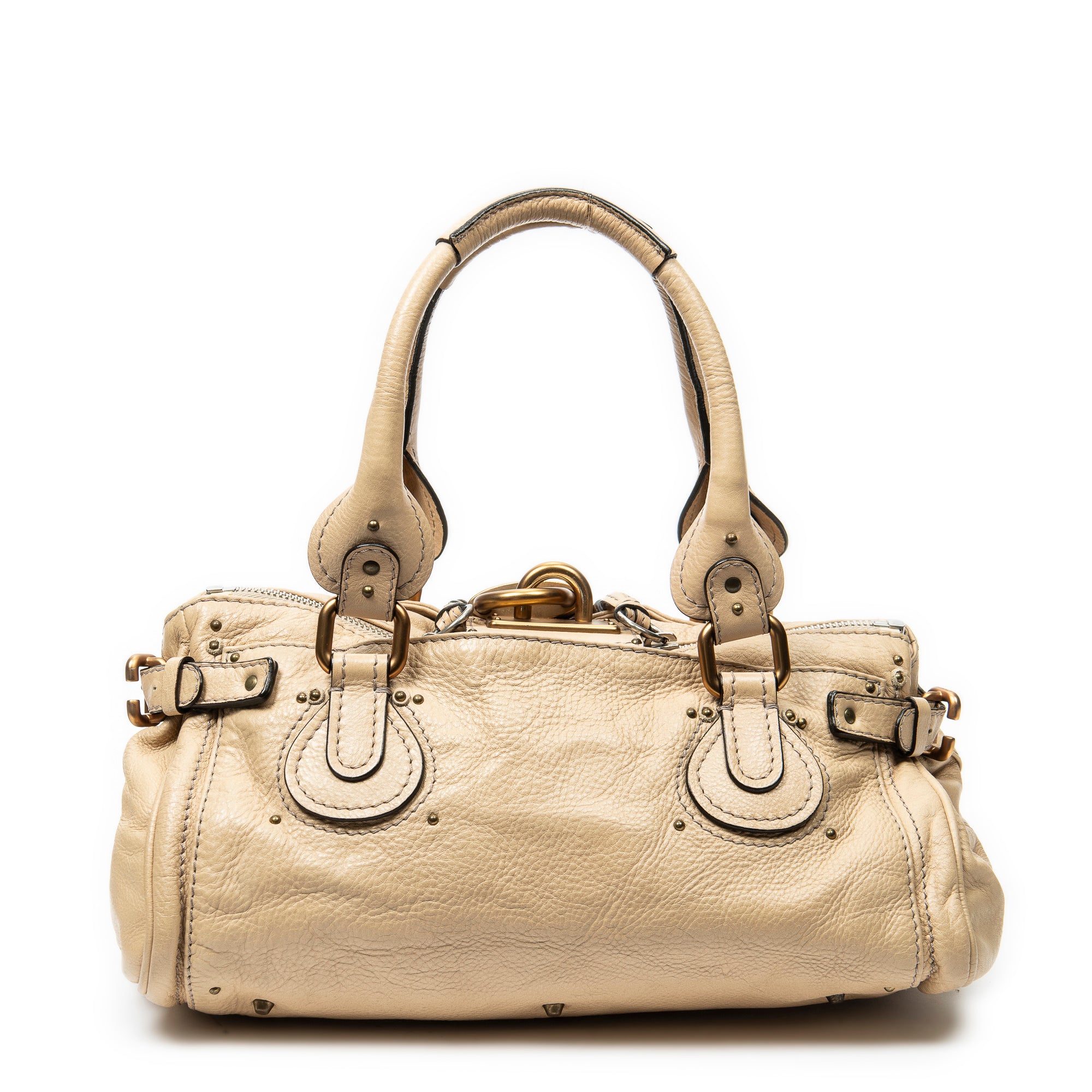 Bolso de Hombro Paddington Piel de Becerro Granulada Beige