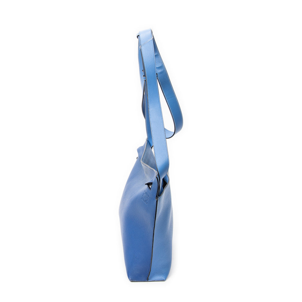 Shoulder Bag Medium T Messenger Blue Grained Calfskin Leather