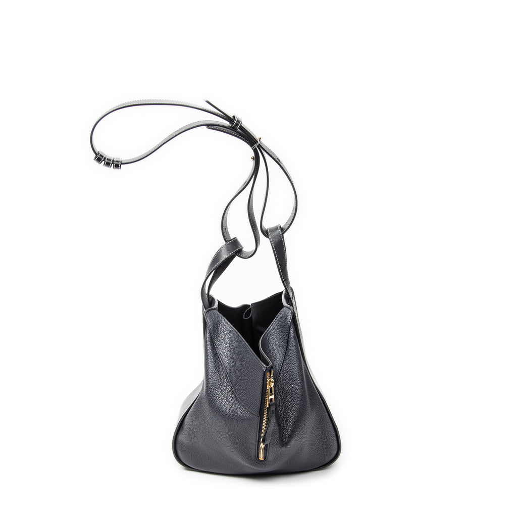 Shoulder Bag Small Hammock Navy Grained Calfskin Leather