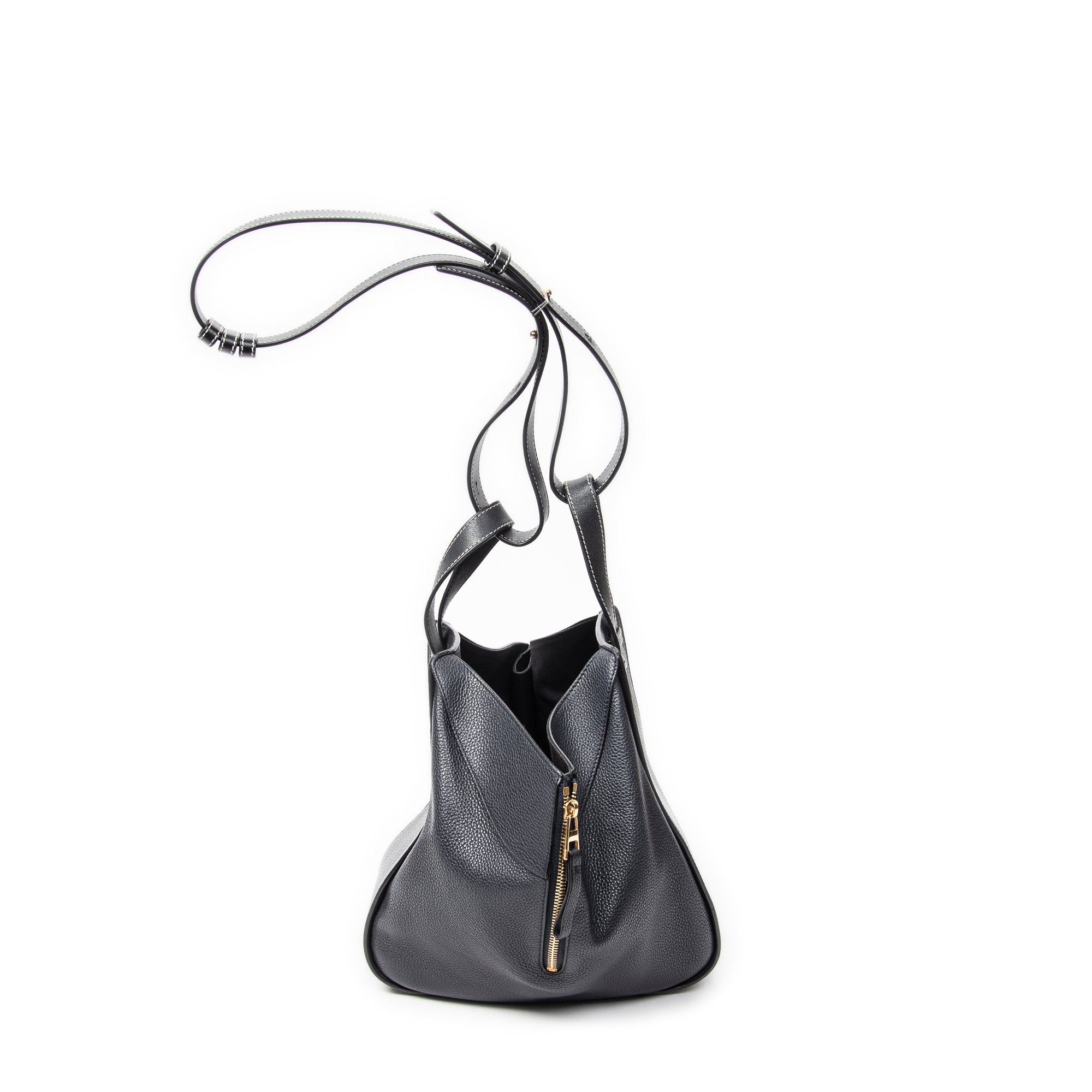 Shoulder Bag Small Hammock Navy Grained Calfskin Leather