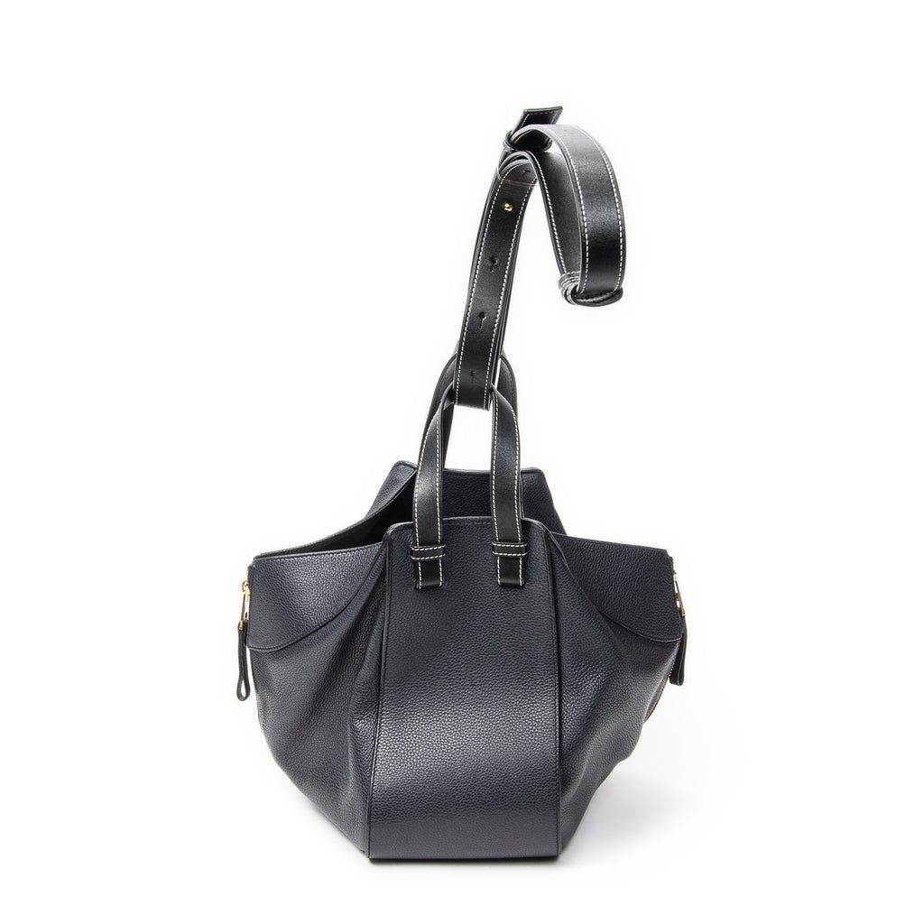 Shoulder Bag Small Hammock Navy Grained Calfskin Leather
