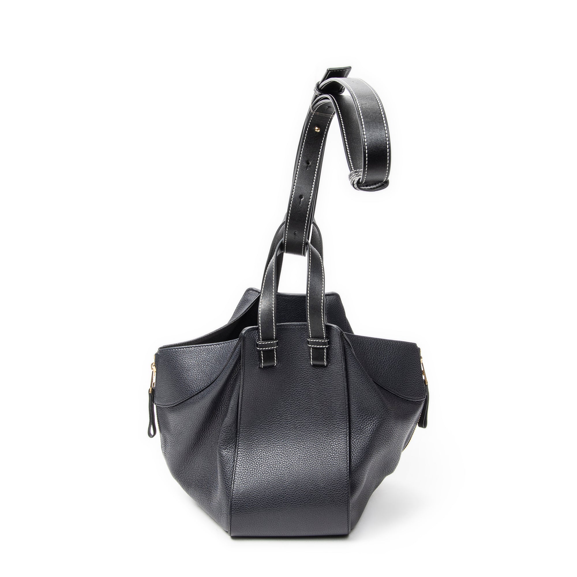Shoulder Bag Small Hammock Navy Grained Calfskin Leather