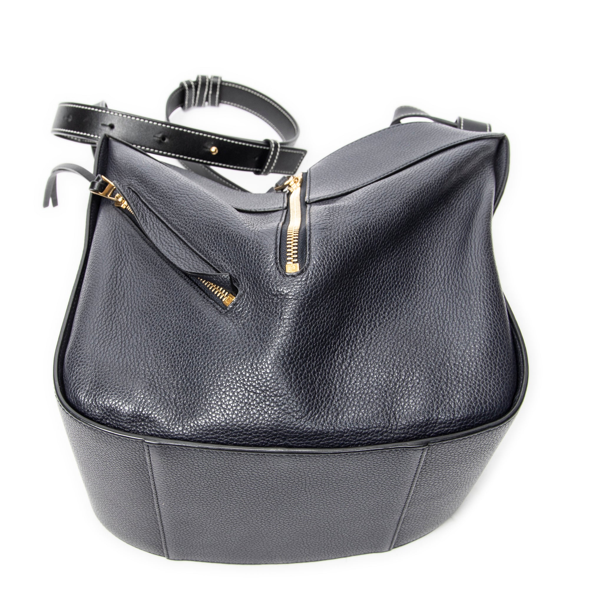 Shoulder Bag Small Hammock Navy Grained Calfskin Leather