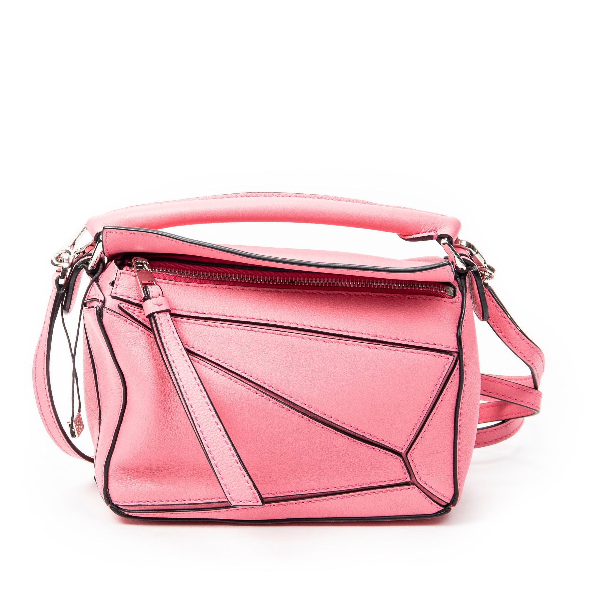 Shoulder Bag Mini Puzzle Bag Pink Calfskin Leather