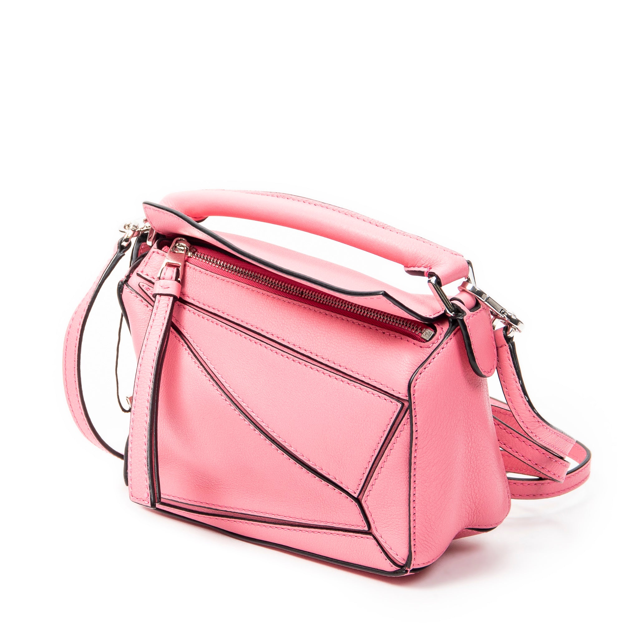 Shoulder Bag Mini Puzzle Bag Pink Calfskin Leather