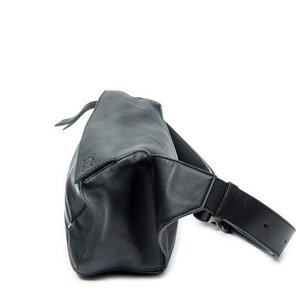 Shoulder Bag Small Puzzle Edge Bumbag Black Calfskin Leather