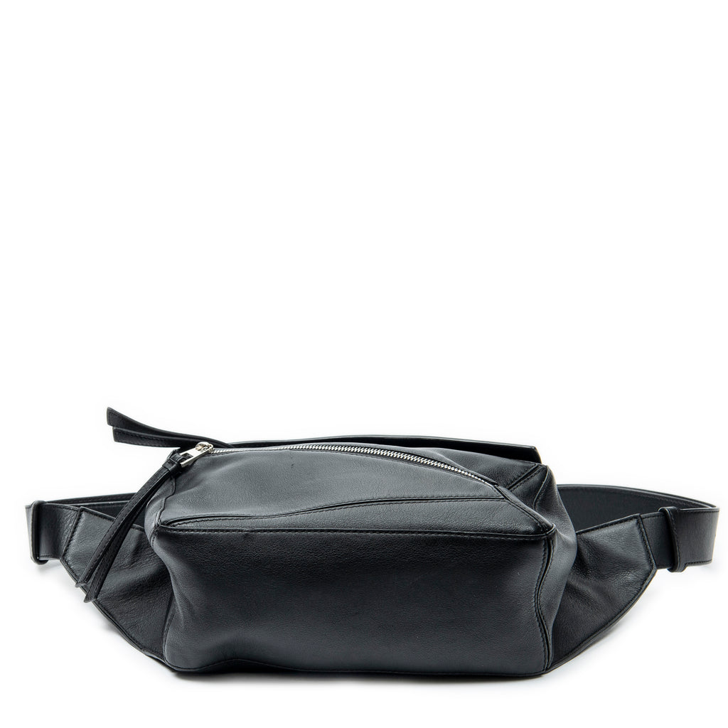 Shoulder Bag Small Puzzle Edge Bumbag Black Calfskin Leather