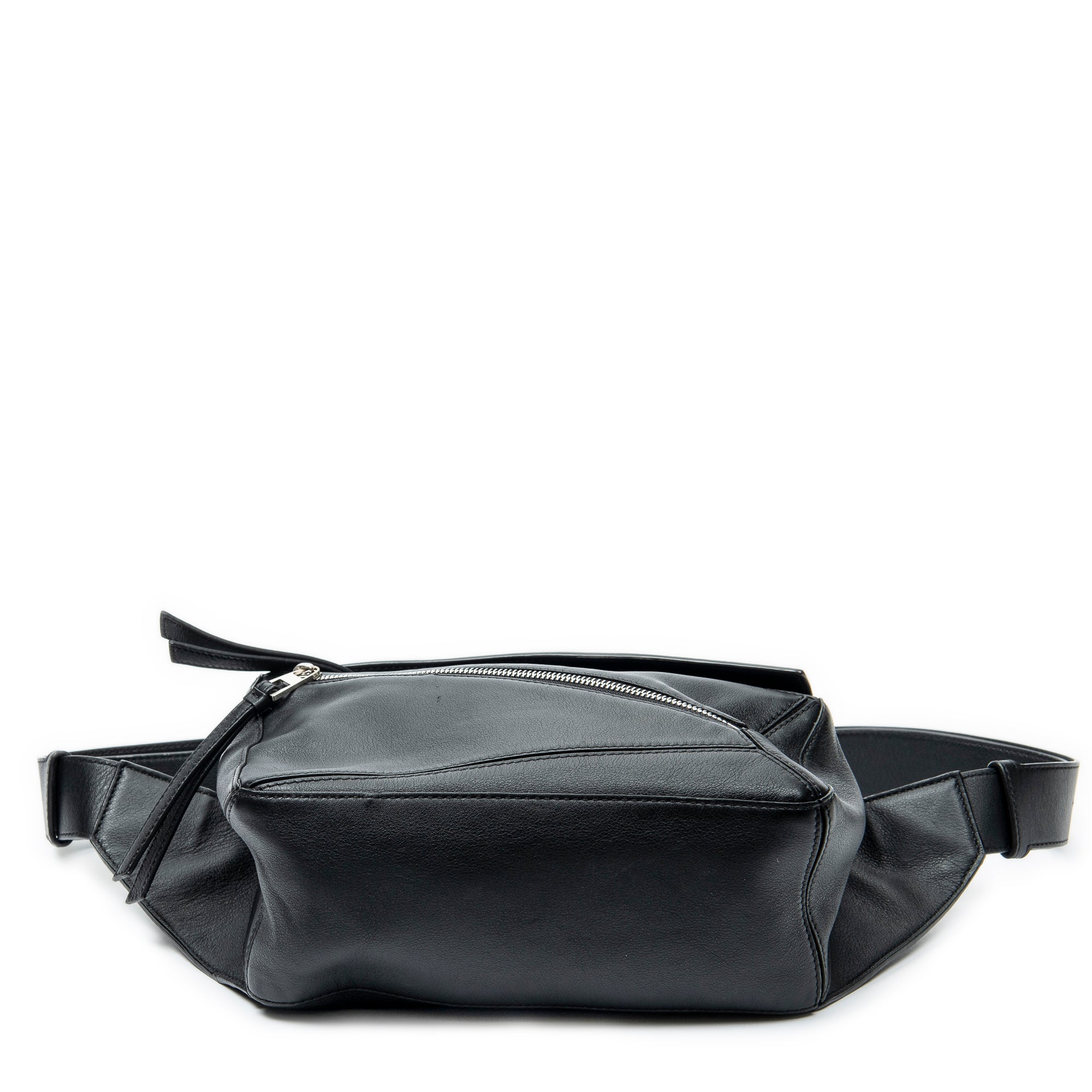 Shoulder Bag Small Puzzle Edge Bumbag Black Calfskin Leather