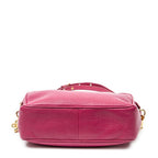 Shoulder Bag Double Zip Camera Crossbody Fuchsia Pink Madras Leather